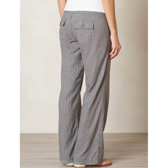NWT Prana Gray Wide Leg Striped Women's Steph Pants With Pockets & Drawstring - Picture 2 of 13